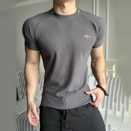 Men's Muscle Fit Short Sleeve T Shirt Waffle Fabric Round Neck Slim Fit Breathable Lightweight Workout Gym Casual Daily Sports T