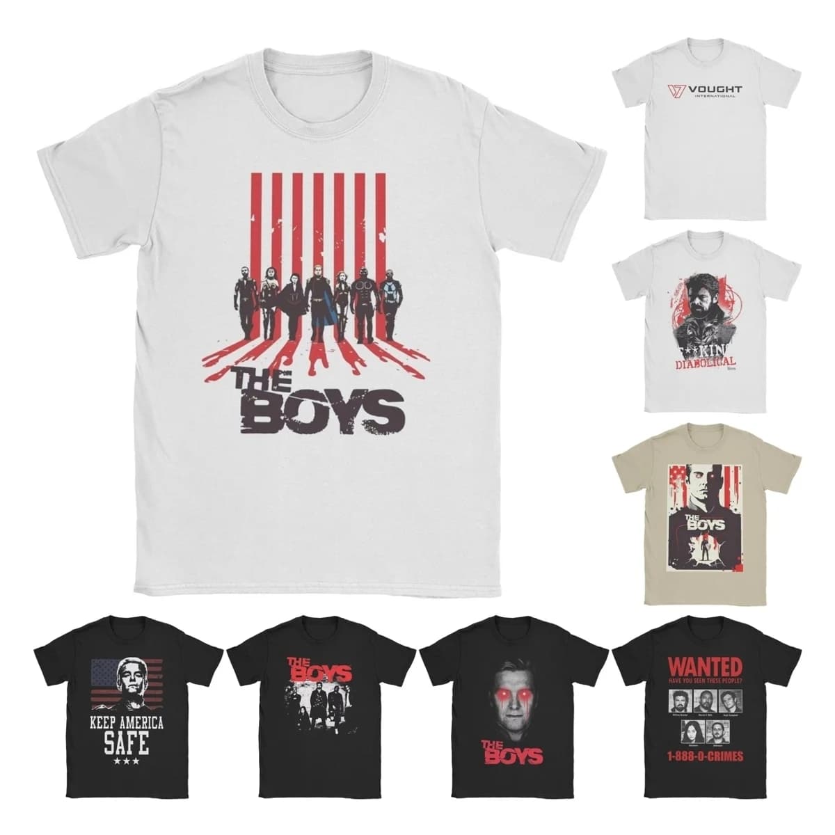 The Boys TV Show the Seven Homelander T-Shirts for Men Women Cotton Tee Shirt Crew Neck Short Sleeve T Shirts Party Clothes