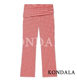 KONDALA Trendy Street Plaid Vest Set Women Chic Tank Top, Slim Capris Pants 2026 Spring Summer Fashion Holiday Casual Pants Set