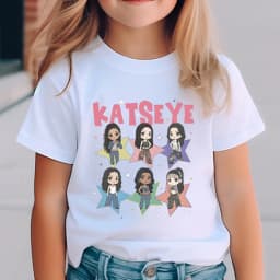 Katseye Harajuku Fashion Tops Youth Girl Streetwear Tee Children's Clothing KATSEYE Print T-shirt for Kids Casual Summer Top