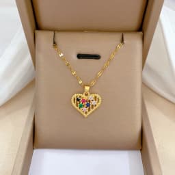 Luxury Full Zicron Shiny Heart Necklace for Women Titanium Steel Gold Color Anti-Tarnish Romantic Pendant Necklace