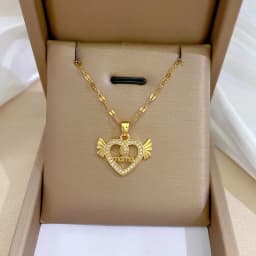Luxury Full Zicron Shiny Heart Necklace for Women Titanium Steel Gold Color Anti-Tarnish Romantic Pendant Necklace