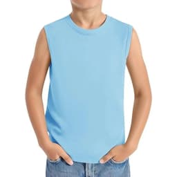 Children's Summer T-shirts Boys Girls Vests Sleeveless Solid Tee Tops 100% Cotton Comfortable Kids Tank Tops Clothes White 3-14Y
