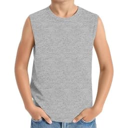 Children's Summer T-shirts Boys Girls Vests Sleeveless Solid Tee Tops 100% Cotton Comfortable Kids Tank Tops Clothes White 3-14Y