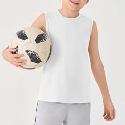 Children's Summer T-shirts Boys Girls Vests Sleeveless Solid Tee Tops 100% Cotton Comfortable Kids Tank Tops Clothes White 3-14Y