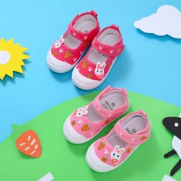 Cute Girls Canvas Shoes for Kindergarten Cartoon Rabbit with Carrots Little Kids Casual Shoes with Flowers Prints Non-slip Soft
