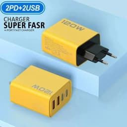 Lenovo 120W PD USB Charger Type C Fast Wall Adapter for iPhone Samsung with QC 3.0 Quick Charge EU Plug Foldable Portable Power