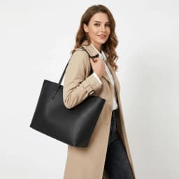 Chic Litchi Texture Tote Bag Snap Button Design Large Capacity Shoulder Bag Crossbody Leather Handbags Women
