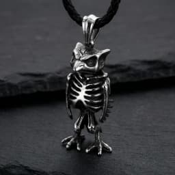 KALEN Fashion Men's Stainless Steel Gothic Owl Skeleton Pendant Oxidized Darkness Punk Style Necklace Box Chain Wholesale Gift