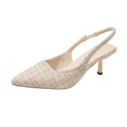 Fashion brand designed knitted platform heels for women, pointed-toe party shoes, comfortable large-size summer stiletto sandals