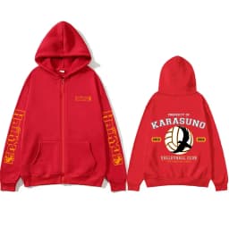 Anime Haikyuu PROPERTY OF KARASUNO VOLLEYBALL CLUB Merch Zipper Hoodie Men Women Cosplay Harajuku Oversized Zip Up Jacket Coat