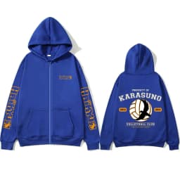 Anime Haikyuu PROPERTY OF KARASUNO VOLLEYBALL CLUB Merch Zipper Hoodie Men Women Cosplay Harajuku Oversized Zip Up Jacket Coat