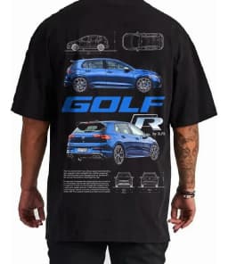 Men's Compact Hatchback Sport Car Vintage T-Shirt, Performance Blueprint Streetwear Graphic Washed Tee