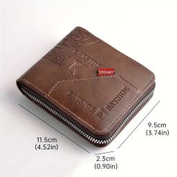 Men's PU Wax Oil Skin Wallet Short Male Card Holder Zipper Around Coin Purse Money Wallet
