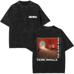 Pop Rock Band Tame Impala Currents Vintage Acid Washed T Shirt Men Women Casual Cotton Oversized Short Sleeve T-shirt Streetwear