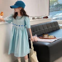 Summer Kids Blue Girls Dress 2026 Fashion Birthday Loose Casual Dresses Children Vestido Beach Dress for Girl Teen 8 10 12 14 Y