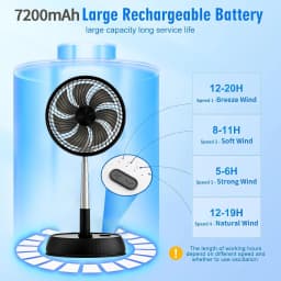 Home Bedroom Outdoor Camping Foldable Vertical Desktop Electric Fan Remote Control Silent Timed Left Right Rotation Black Fan