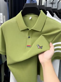 High end 100% cotton short sleeve polo shirt men luxury brand cute dog design Korean casual summer golf fashion striped T-shirt