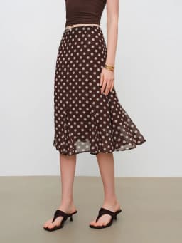 ZIQIAO 2026 New Summer Women's A-Line Flared Chiffon Midi Chic Skirt, Flowy Mermaid Hem Streetwear Top for Y2K Coquette Style