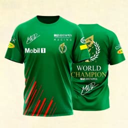 T-shirt with World Champion Signature & Event Logos Comfortable Casual Wear for Racing Fans