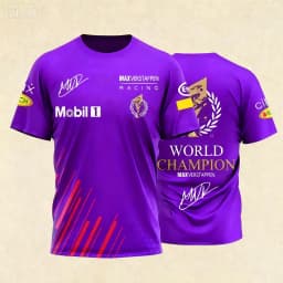 T-shirt with World Champion Signature & Event Logos Comfortable Casual Wear for Racing Fans