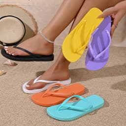 2026 Summer Beach Candy Color Flip Flops Women Comfortable Soft Sole Flat Heels Clip Toe Sandals Woman Anti Slip EVA Slippers 41