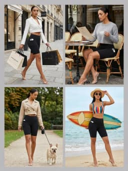High Waisted Biker Shorts For Women With Pockets, Super Soft Tummy Control Workout Running Yoga Athletic Shorts