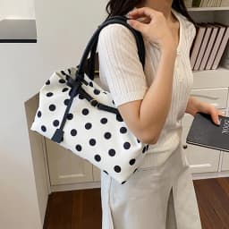 New Korean Stylish Polka Dot Tote Bag Personalized Casual Shoulder Bag Belt Decor Simple Versatile Commuter Underarm Bags