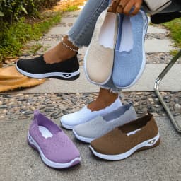 Women shoes Orthopedic Knit Walking Shoes Breathable Slip-On Loafers Soft Non-Slip Wedge Sneakers Comfortable Casual Footwear