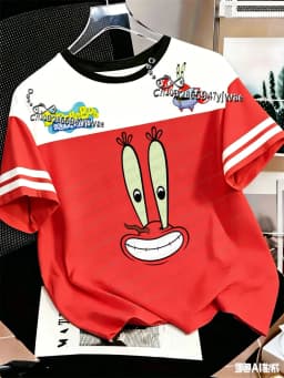SpongeBob SquarePants 3D Graphic Printed Jersey Short Sleeve Fashion Cartoon Casual Top Summer Men's Women's T-shirts Top