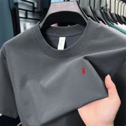 100% pure cotton breathable short-sleeve T-shirt, men's summer fashion light luxury brand printed loose casual round neck shirt