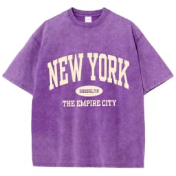 New York Brooklyn Letter Printed Washed T-Shirts Women Cotton Tops Comfortable Distressed O-Neck T Shirts Summer Womans Clothes