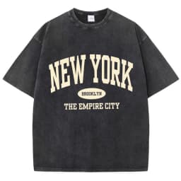 New York Brooklyn Letter Printed Washed T-Shirts Women Cotton Tops Comfortable Distressed O-Neck T Shirts Summer Womans Clothes