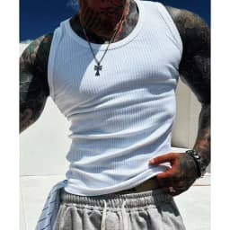 100% Cotton Tank Top Mens Solid O-neck Ribbed Sleeveless Breathable Bodybuilding T Shirt Sportswear Singlets Elastic Casual Vest