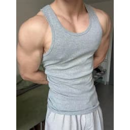 100% Cotton Tank Top Mens Solid O-neck Ribbed Sleeveless Breathable Bodybuilding T Shirt Sportswear Singlets Elastic Casual Vest