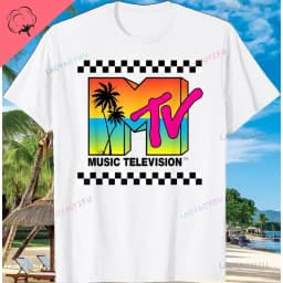 3D Printing Pattern MTV Beach Island Fashion Retro Graphic T-shirt Sunset Palm Tree Print Top Unisex Summer Fashion Collection