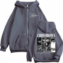 Rapper Chris Brown Graphic Zipper Hoodies Men Women Vintage Fashion Zip Up Pullovers Harajuku Hip Hop Long Sleeve Sweatshirts
