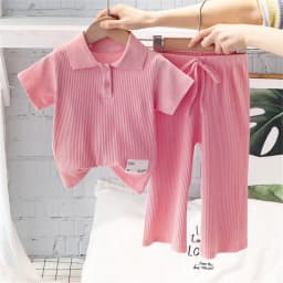 Girls Polo T-Shirt Sets Summer Kids Short Sleeve Suits Baby Lapel Tops+Pants 2Pcs Children Clothing Fashion Casual Outfits 2-8Y