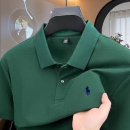 100% pure cotton high-end brand men's short sleeve polo shirt 2026 summer luxury fashion pony embroidery golf top casual T-shirt