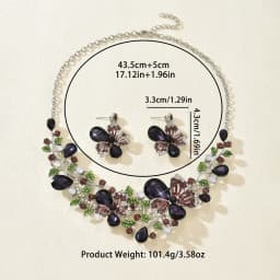 Exaggerated Retro Necklace Earring Set for Women's Luxurious Crystal Banquet Party Photography Dress with Accessories