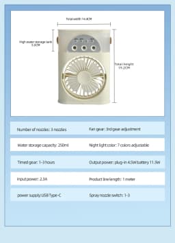 New Mini Air Cooler USB Small Air Conditioning 3-hole Spray Fan Multi-functional Water Cooling Portable Household
