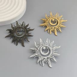 Original design sun moon star gold-plated stainless steel brooch, waterproof and non-fading pin, suit accessories