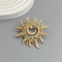 Original design sun moon star gold-plated stainless steel brooch, waterproof and non-fading pin, suit accessories