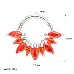 1/4 Pcs 316 Stainless Steel Closed Hinge Inlaid Purple, Pink, White, Orange 5A Zircon Pierced Nose Ring Earrings