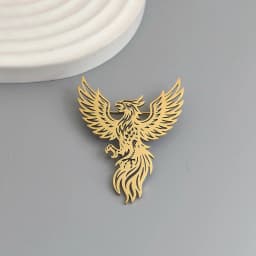 Original design hollow phoenix gold-plated stainless steel brooch, waterproof and non-fading pin, suit accessories