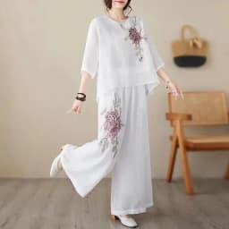Plus Size Women's Casual Comfortable Set Cotton Linen Office Lady Fashion New Arrival Trendy Breathable