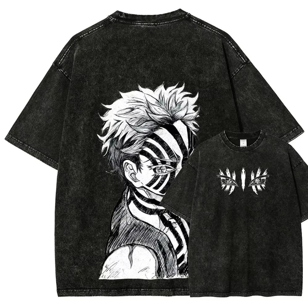 Anime Demon Slayer Graphic T Shirt Men's Clothing Women Washed Short Sleeve Tee Print Streetwear Casual Tops 2026 Summer Fashion