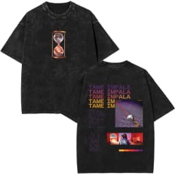 Washed Vintage Pop Rock Band Tame Impala Currents Graphic Print T Shirt Men's Women Casual Cotton Oversized Short Sleeve T-shirt