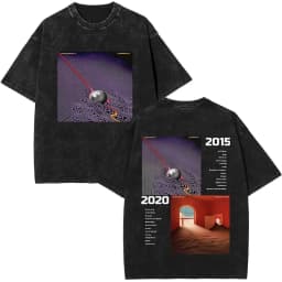 Washed Vintage Pop Rock Band Tame Impala Currents Graphic Print T Shirt Men's Women Casual Cotton Oversized Short Sleeve T-shirt