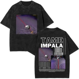 Washed Vintage Pop Rock Band Tame Impala Currents Graphic Print T Shirt Men's Women Casual Cotton Oversized Short Sleeve T-shirt